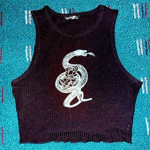 SHEIN size S crop top with green snake on front